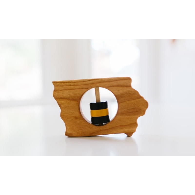 Iowa State Wooden Baby Rattle