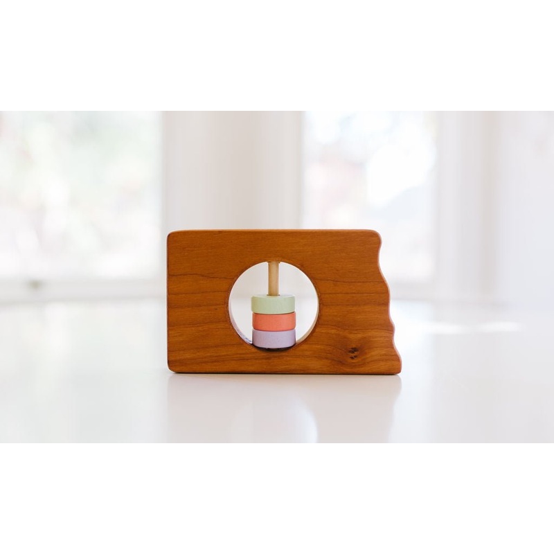 North Dakota State Wooden Baby Rattle
