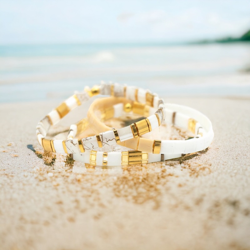 TOASTED COCONUT – Tila Bead Bracelet Stack of 3