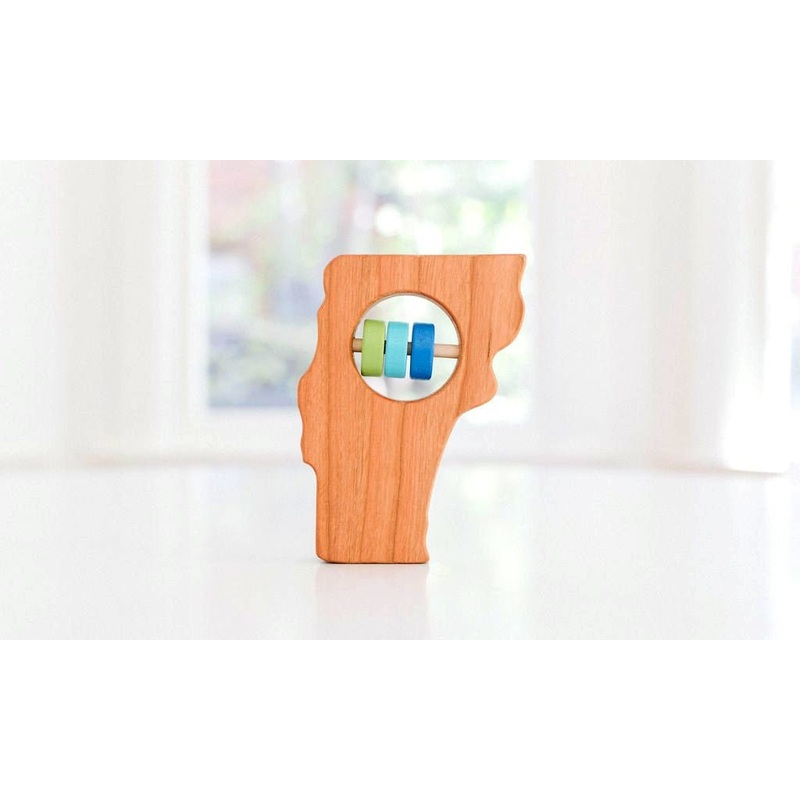 Vermont State Wooden Baby Rattle