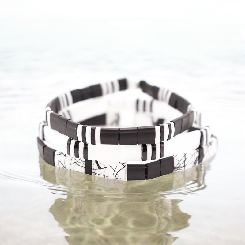 YING YANG  – Tila Bead Bracelet Stack