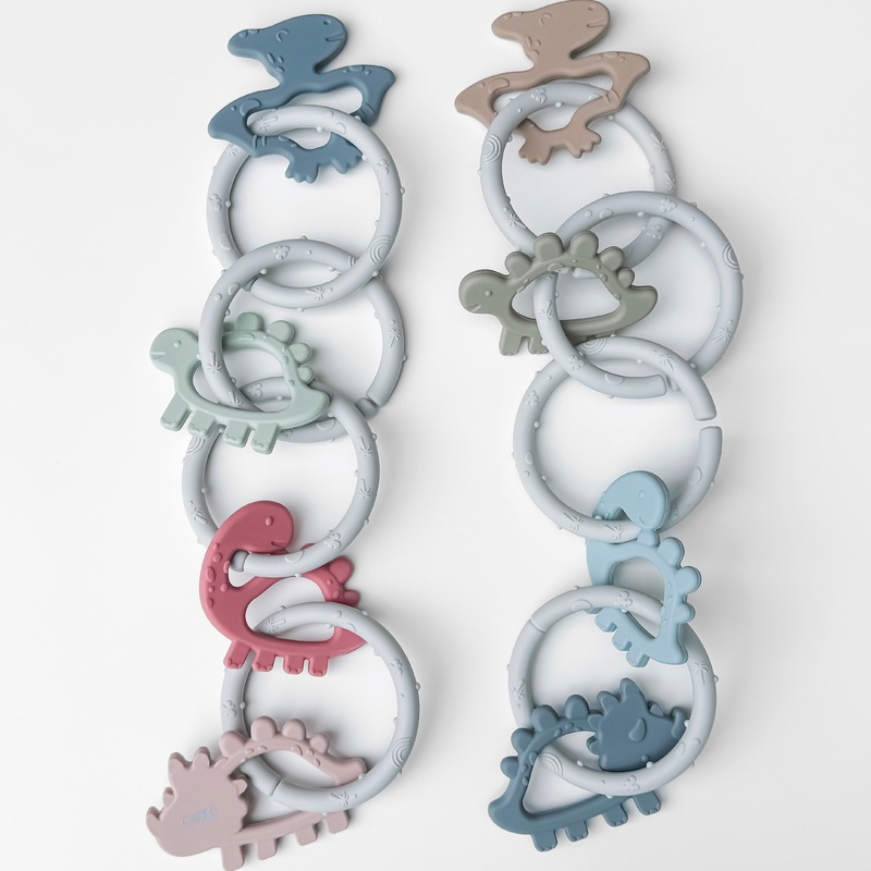 Dino Links Teether|Pink|Blue Green
