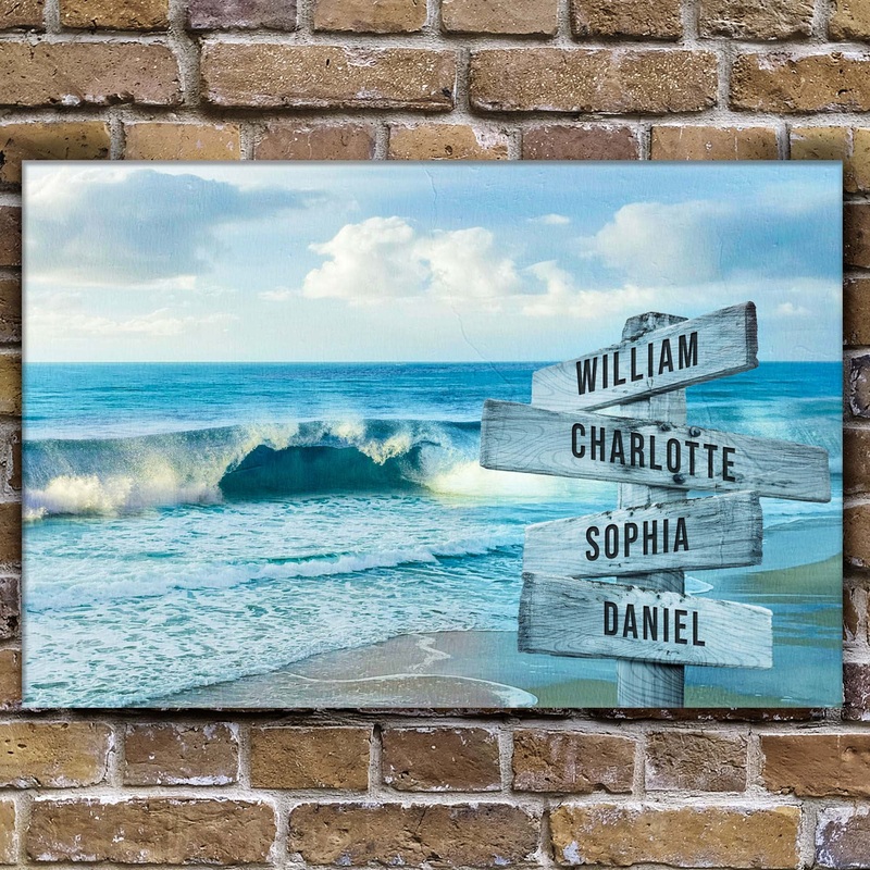 Family Names Beach Sign|18×12 inch Medium Premium Gallery Wrapped|24×16 inch Large Premium Gallery Wrapped|36×24 inch Extra Large Premium Gallery Wrapped