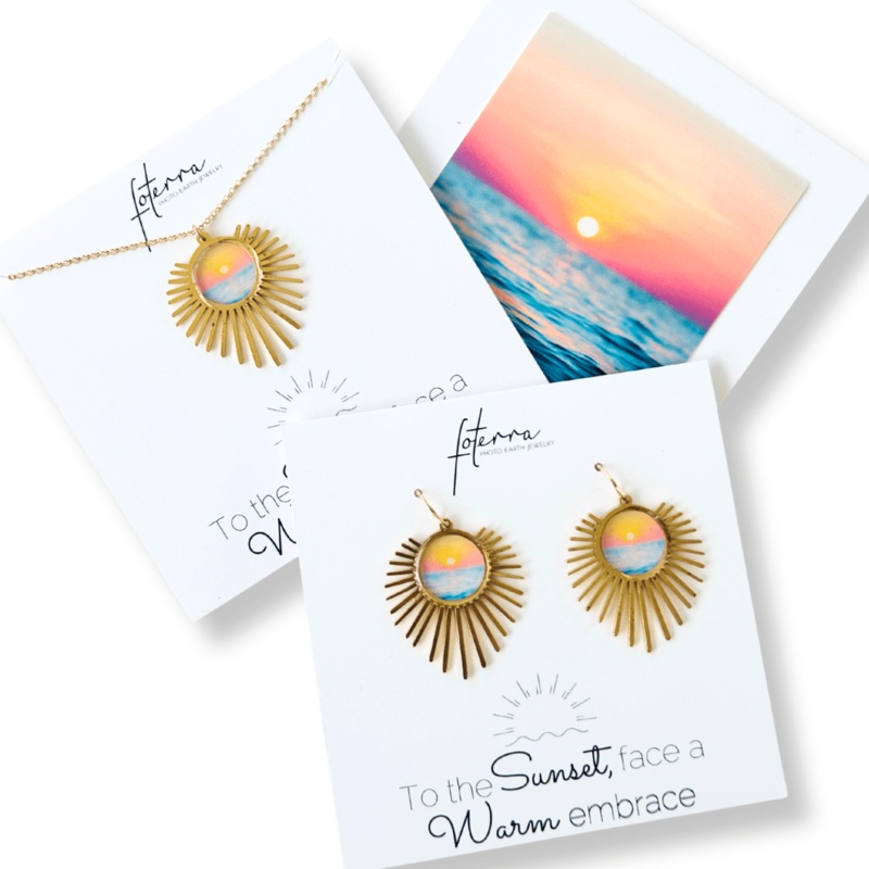 Sun Rays Over the Ocean Earrings in Brass