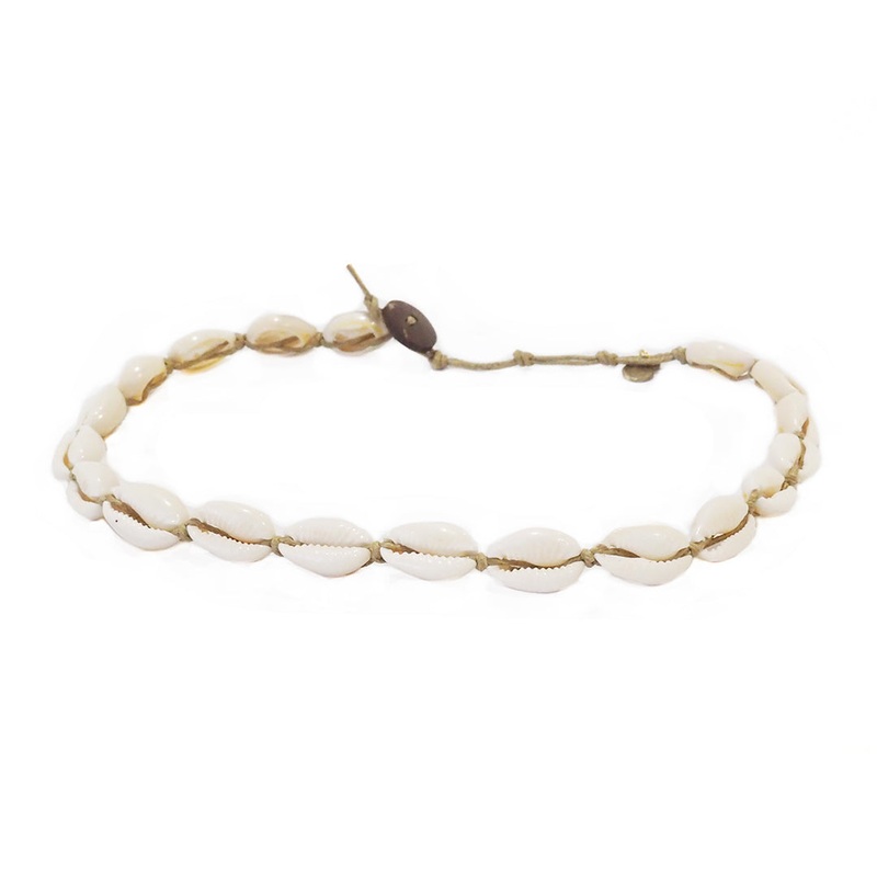 Hemp Cowry Shell Necklace|Cotton