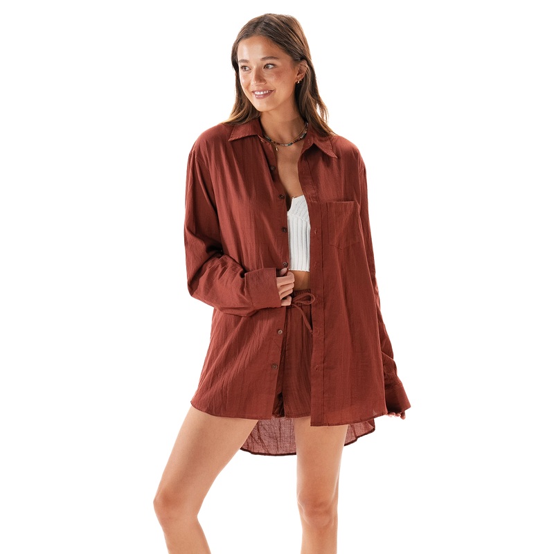 Nutmeg Boyfriend Button Up|Small|Medium
