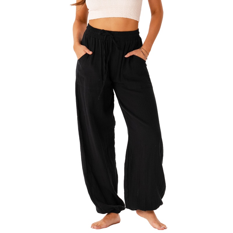 Black Cotton Castaway Pants|Small|Medium|Large
