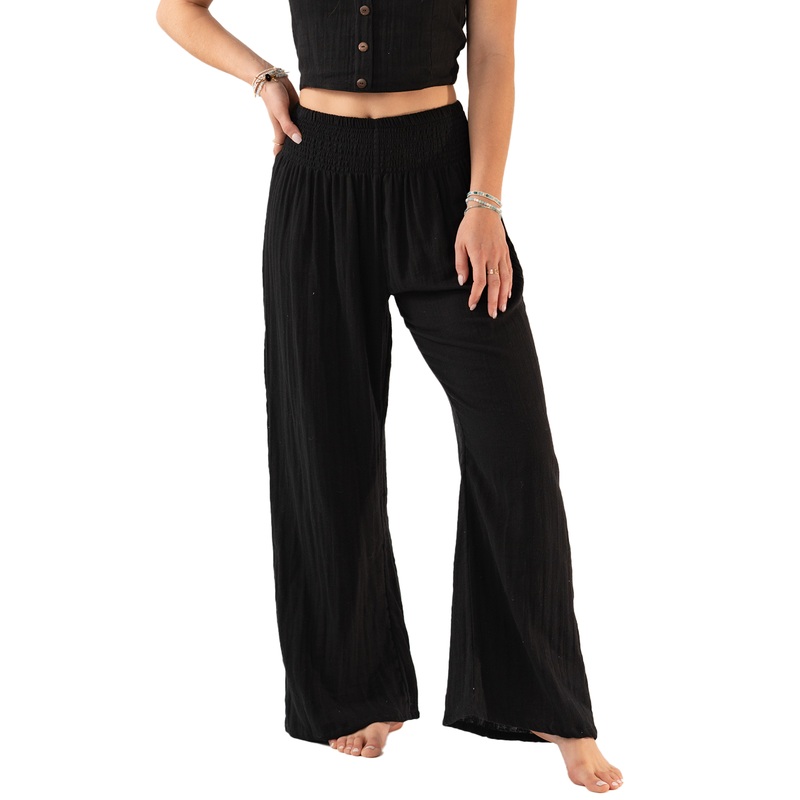 Black Wide Leg Cotton Pants|Petite|Regular|Small|Medium|Large