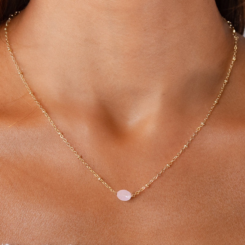 Rose Quartz Necklace|Gold