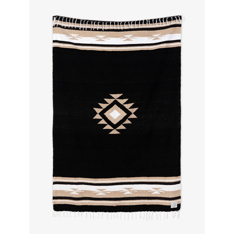 Black Baja Mexican Blanket