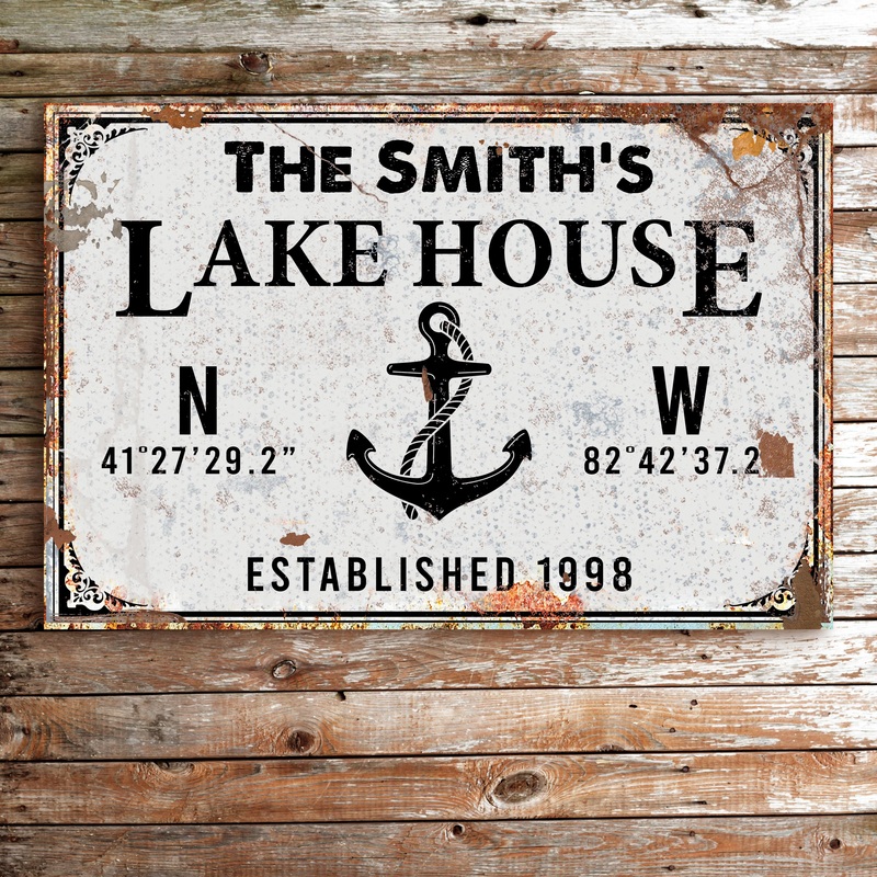 Family Lake House Anchor Sign|18×12 inch Medium Premium Gallery Wrapped|24×16 inch Large Premium Gallery Wrapped|36×24 inch Extra Large Premium Gallery Wrapped