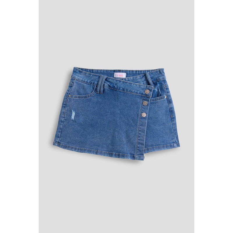 Girls Assymetrical Denim Skort