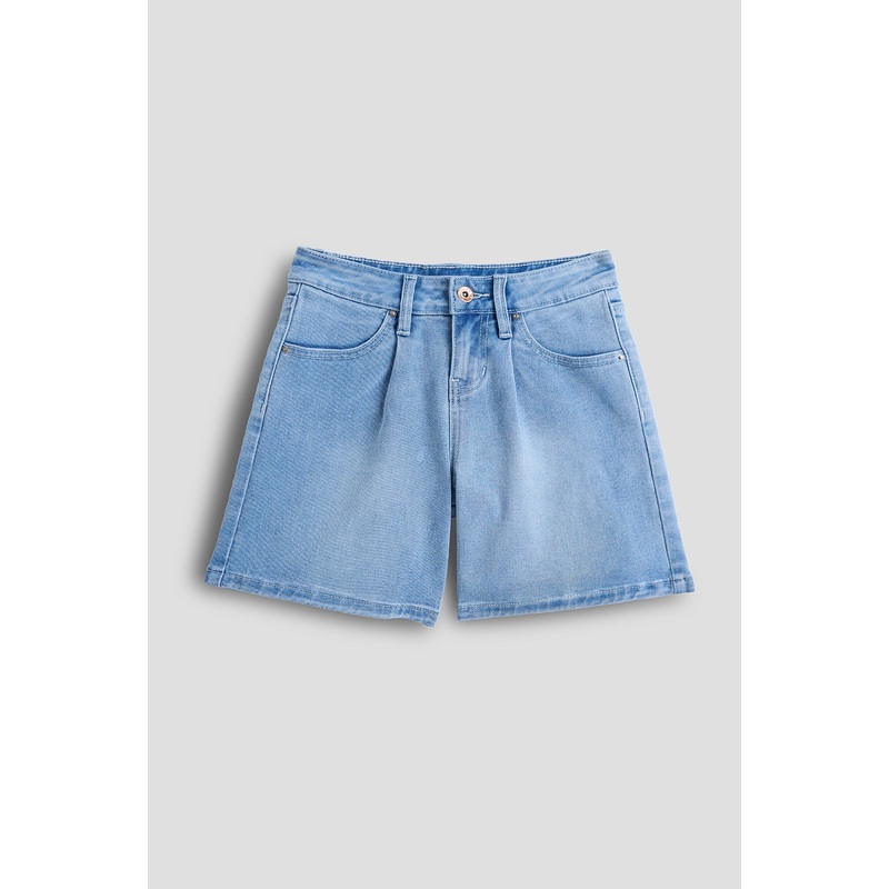 Girls Front Pleat Jort|L Light Blue|K White|7|8|10|12|14