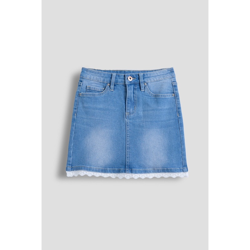 Girls Lace Trim Skirt|C Sky Blue|Q Celeste Blue|7|8|10|12|14