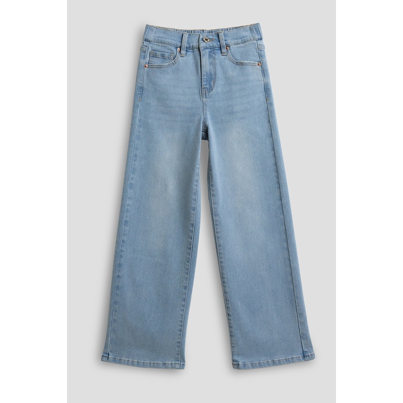 Girls Wide Leg Elastic Waist Jeans
