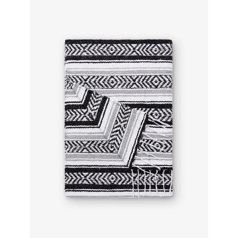 Gray Noir Traditional Mexican Blanket
