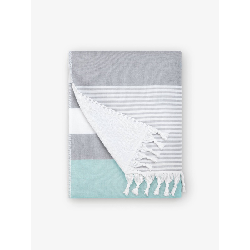 Teal & Gray Cape Cod Turkish Towel