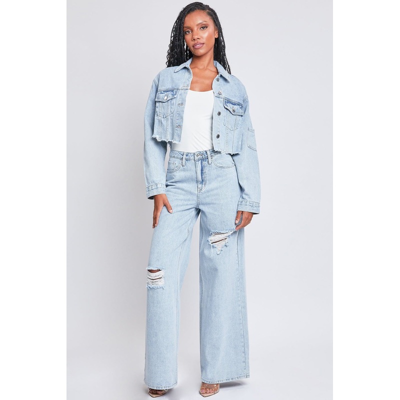Women’s Cropped Denim Jacket|L Light Blue|S|M|L|XL