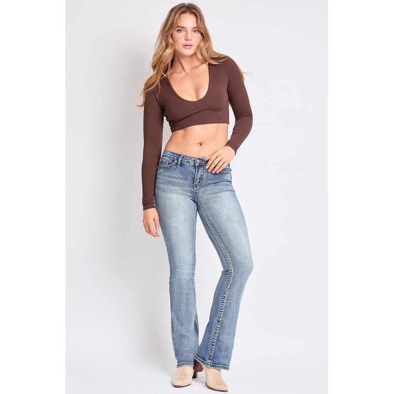 Women’s Heavy Stitch Mid Rise Bootcut Stud Jeans