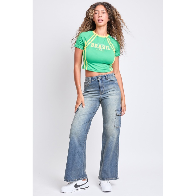 Women’s High Rise Wide Leg Skater Cargo Jeans