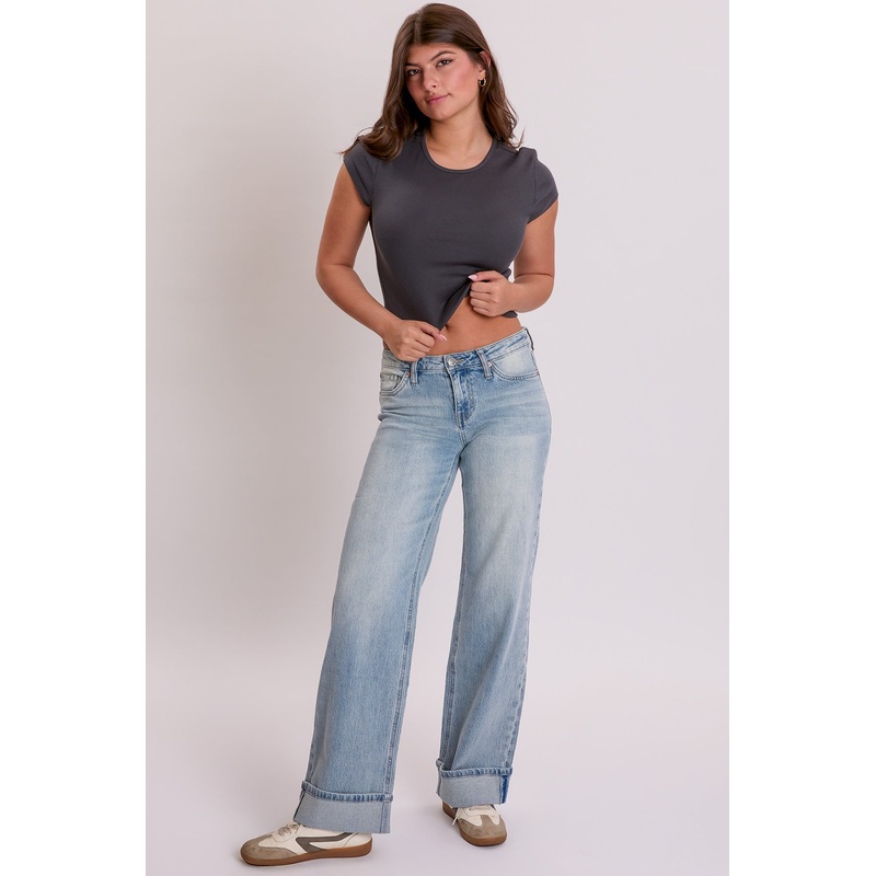 Women’s Luxe Britney Low Rise Wide Leg Cuff Jeans