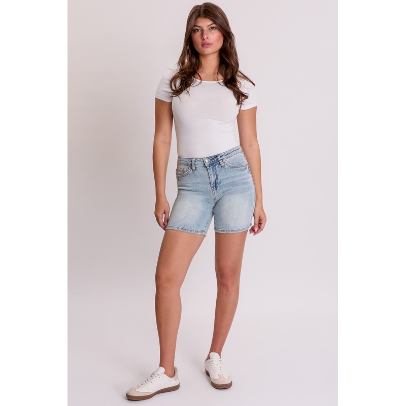 Women’s Luxe High Rise Long Denim Shorts