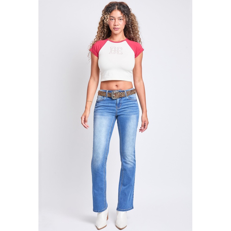 Women’s Mid Rise Belted Bootcut Jeans