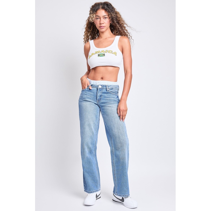 Women’s Mid Rise Relax Fit Wide Leg Boxer Jeans