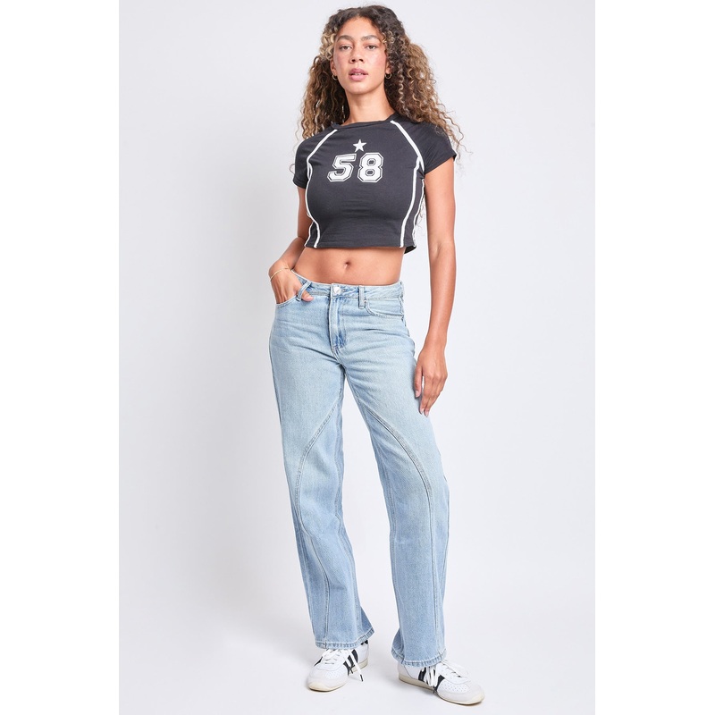 Women’s Mid Rise Relaxed Rigid Straight Leg Jeans