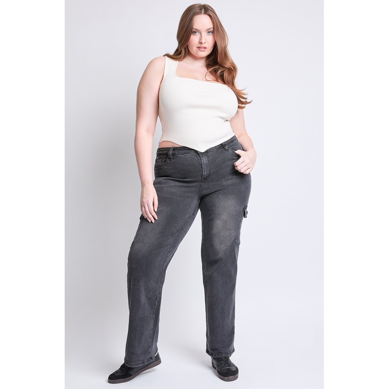 Women’s Plus High Rise Wide Leg Skater Cargo Jeans