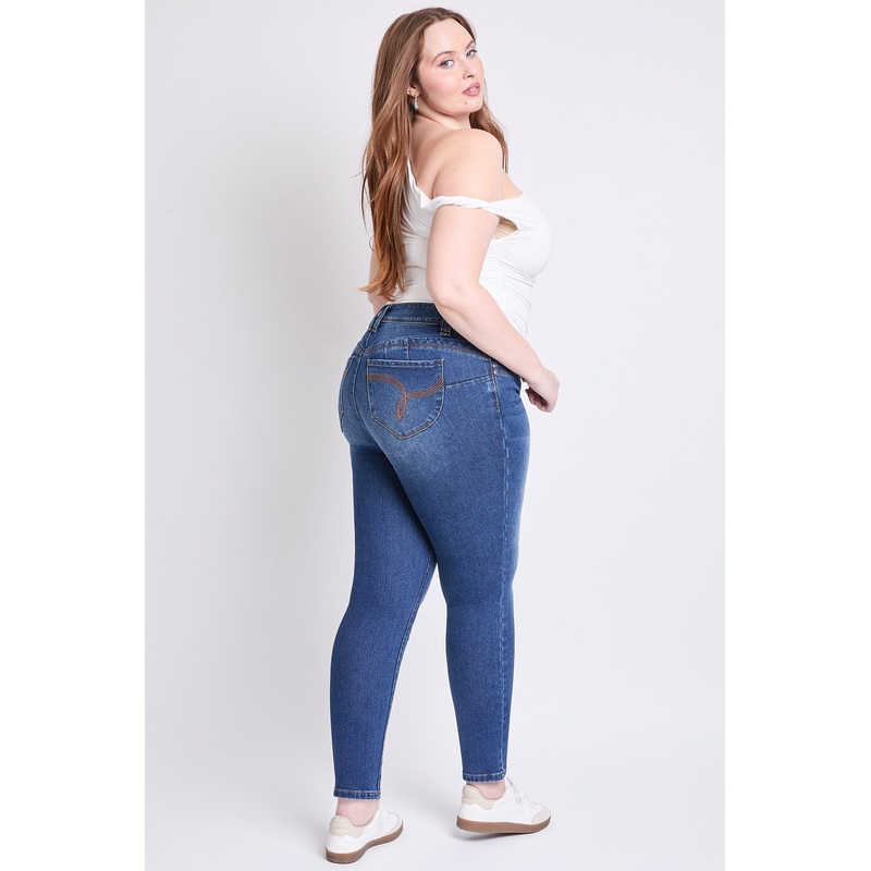 Women’s Plus WannaBettaButt Mid Rise Embroidered Skinny Jean