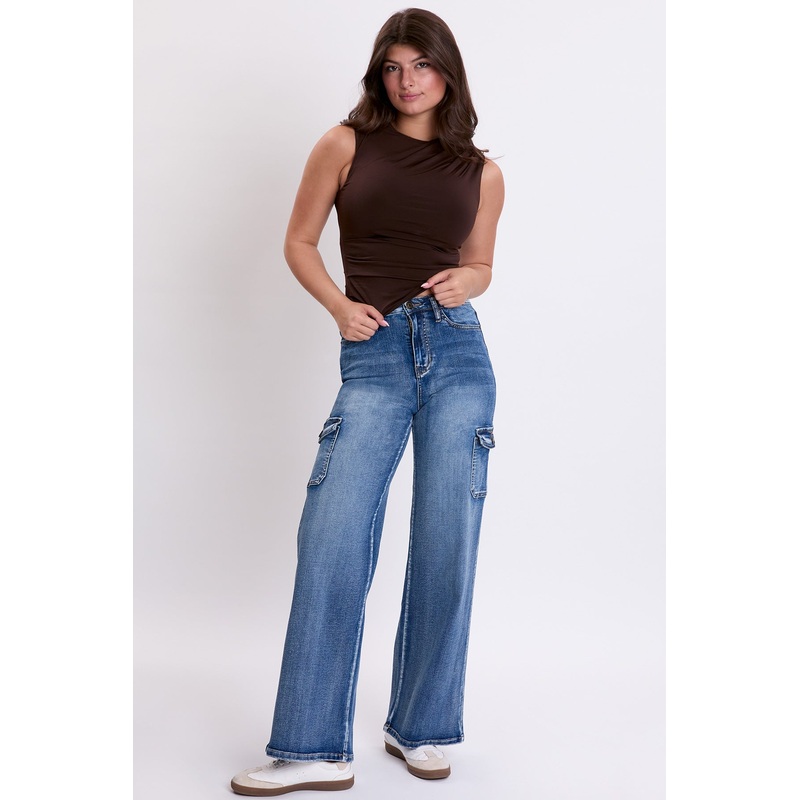 Women’s Skater Cargo Wide Leg Jeans Denim
