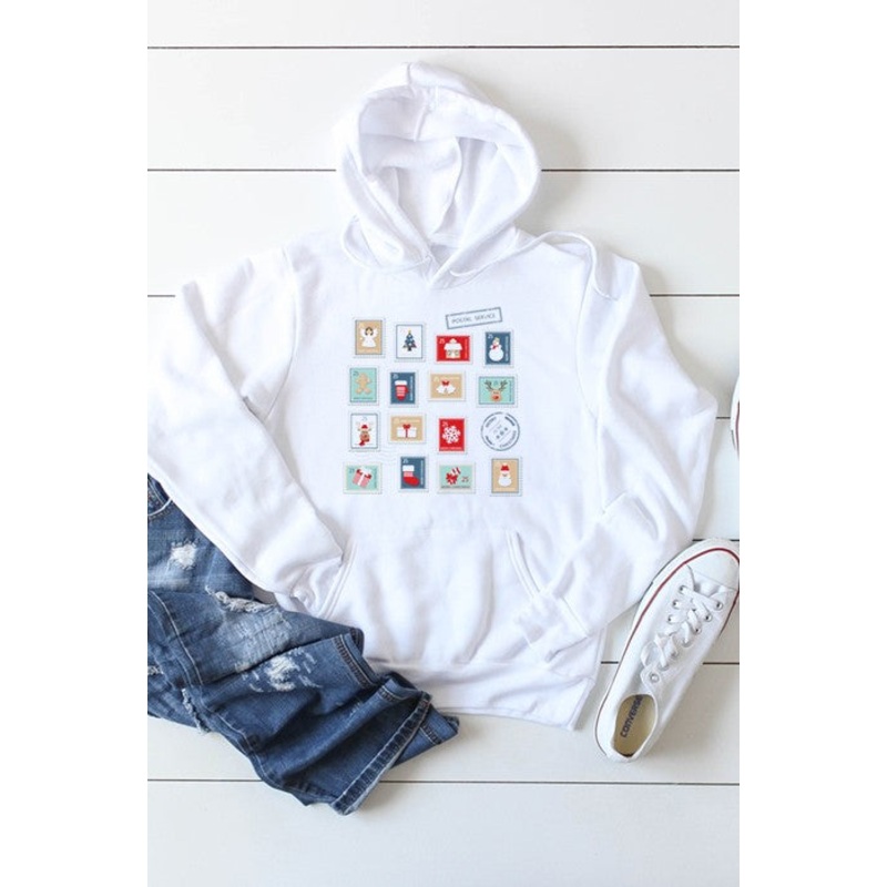 Christmas Stamps Hoodie|white|L|M|S|XL