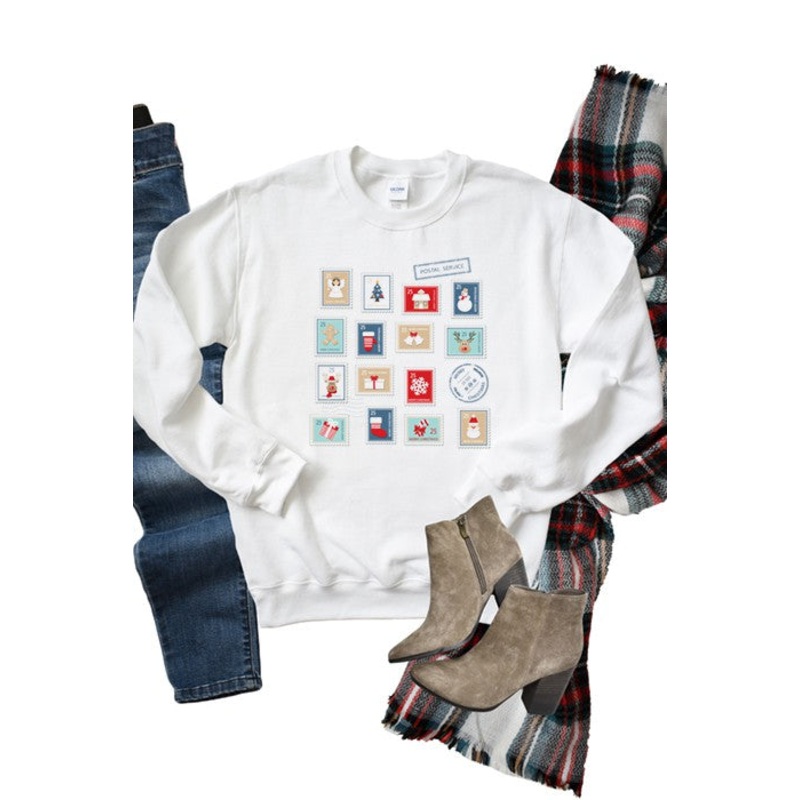 Christmas Stamps Sweatshirt|white|L|M|S|XL