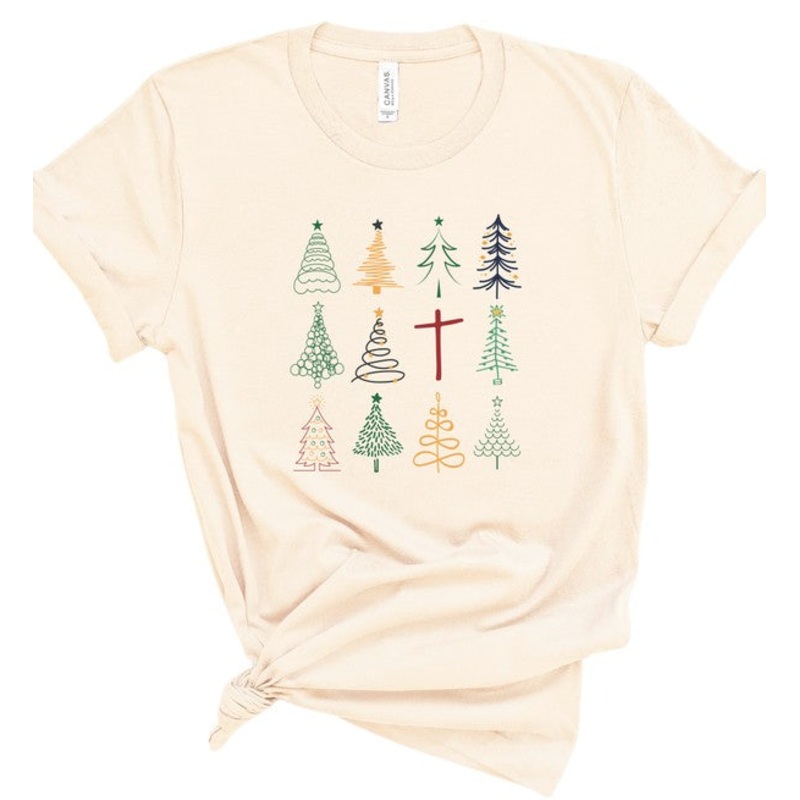 Christmas Trees with Cross Graphic Boutique Tee