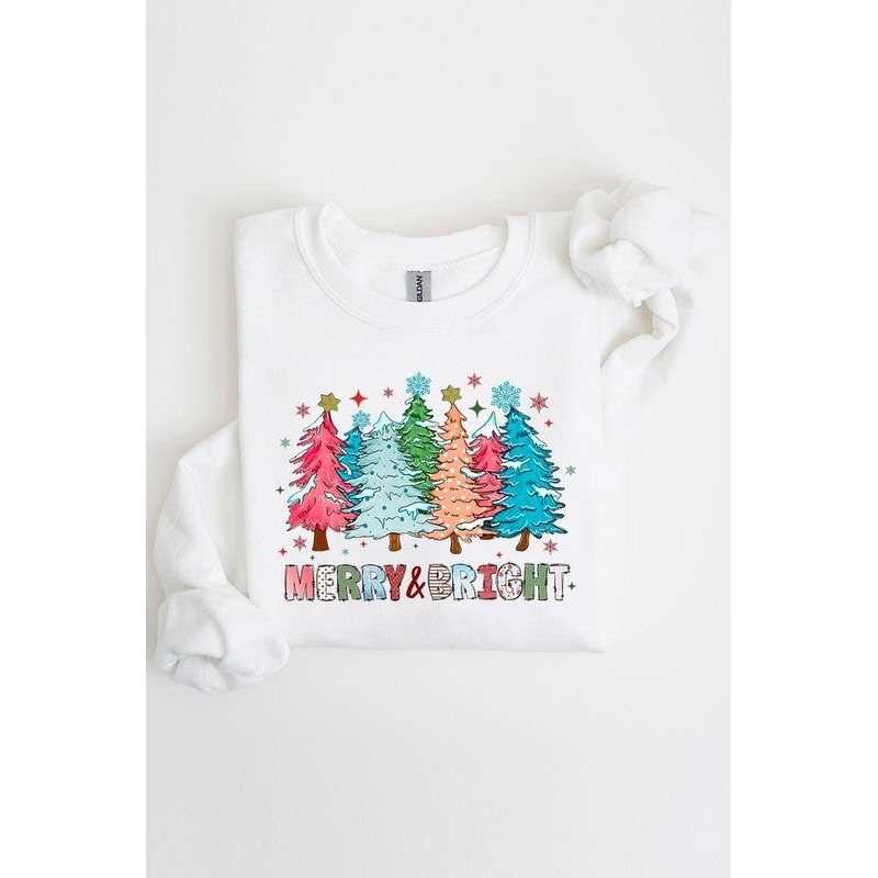 Colorful Christmas Trees Graphic Fleece Sweatshirt