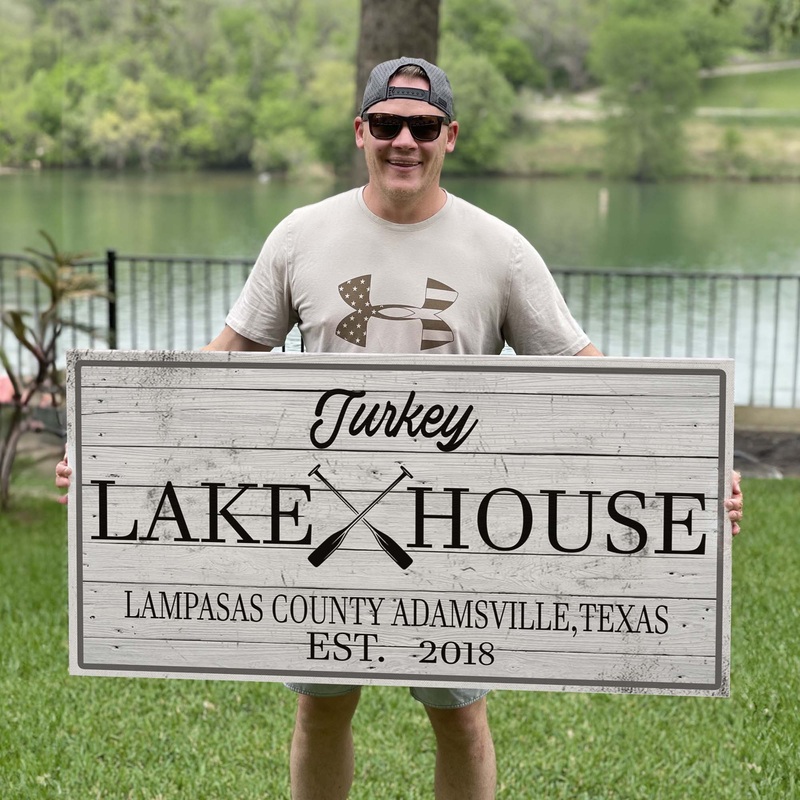Family Lake House Paddle Sign|20×10 inch Medium Premium Gallery Wrapped|48×24 inch Large Premium Gallery Wrapped|60×30 inch Extra Large Premium Gallery Wrapped