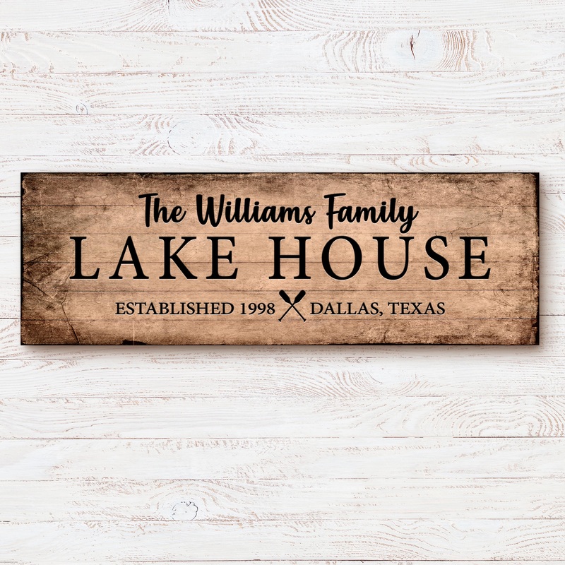 Family Lake House Sign VI|12×36|16×48|20×60