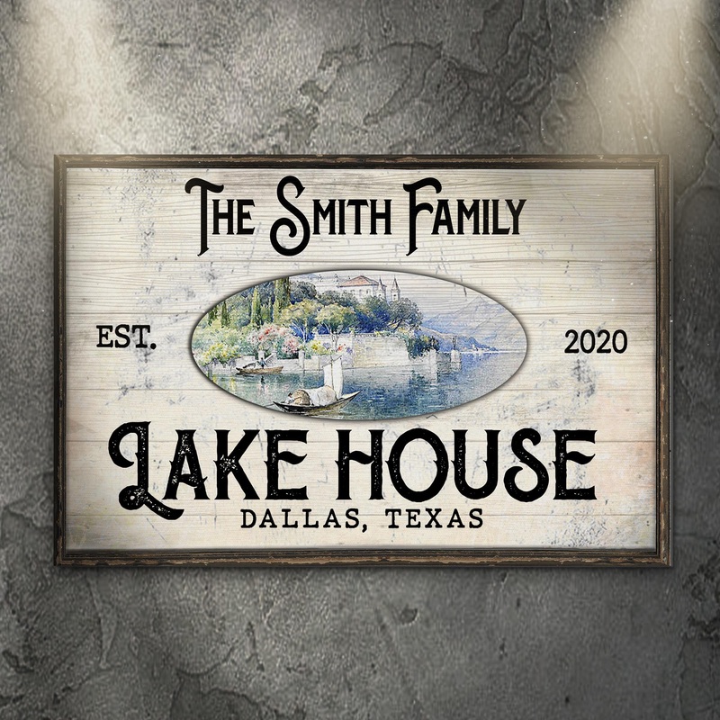 Family Lake House View Sign|18×12 inch Medium Premium Gallery Wrapped|24×16 inch Large Premium Gallery Wrapped|36×24 inch Extra Large Premium Gallery Wrapped