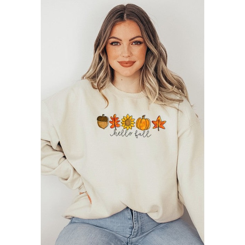 Hello Fall Sweatshirt|white|Ash|Tan|L|M|S|XL