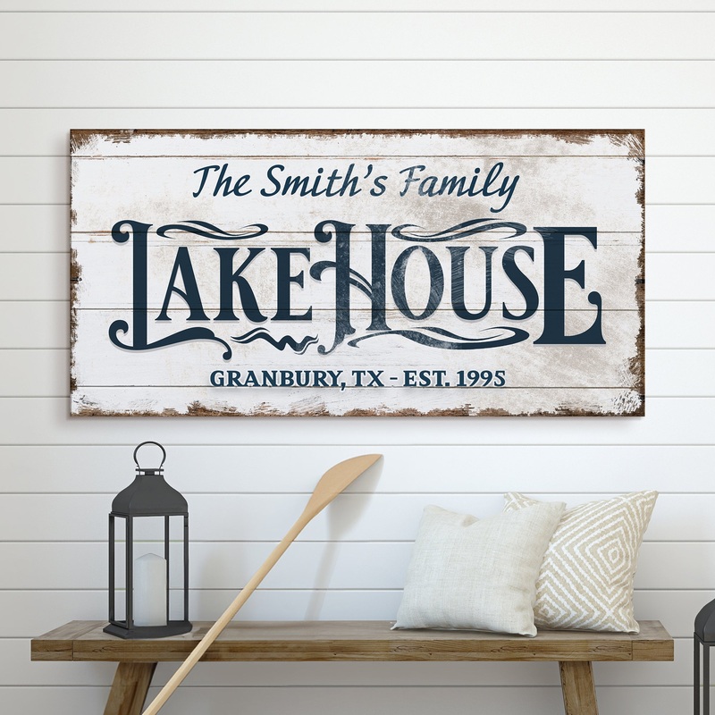 Lake House Sign VII|20×10 inch Medium Premium Gallery Wrapped|36×18 inch Large Premium Gallery Wrapped|48×24 inch Extra Large Premium Gallery Wrapped