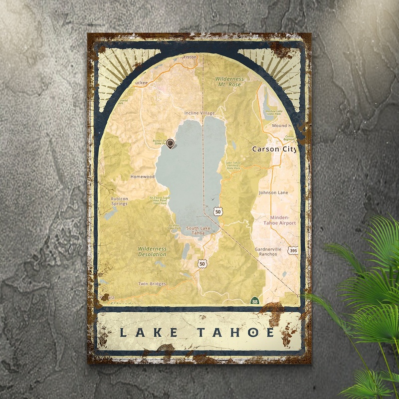 Lake Map Portrait Sign|’18″x12″‘ inch Medium Premium Gallery Wrapped|24″x16″ inch Medium Premium Gallery Wrapped|’36″x24″‘ inch Large Premium Gallery Wrapped