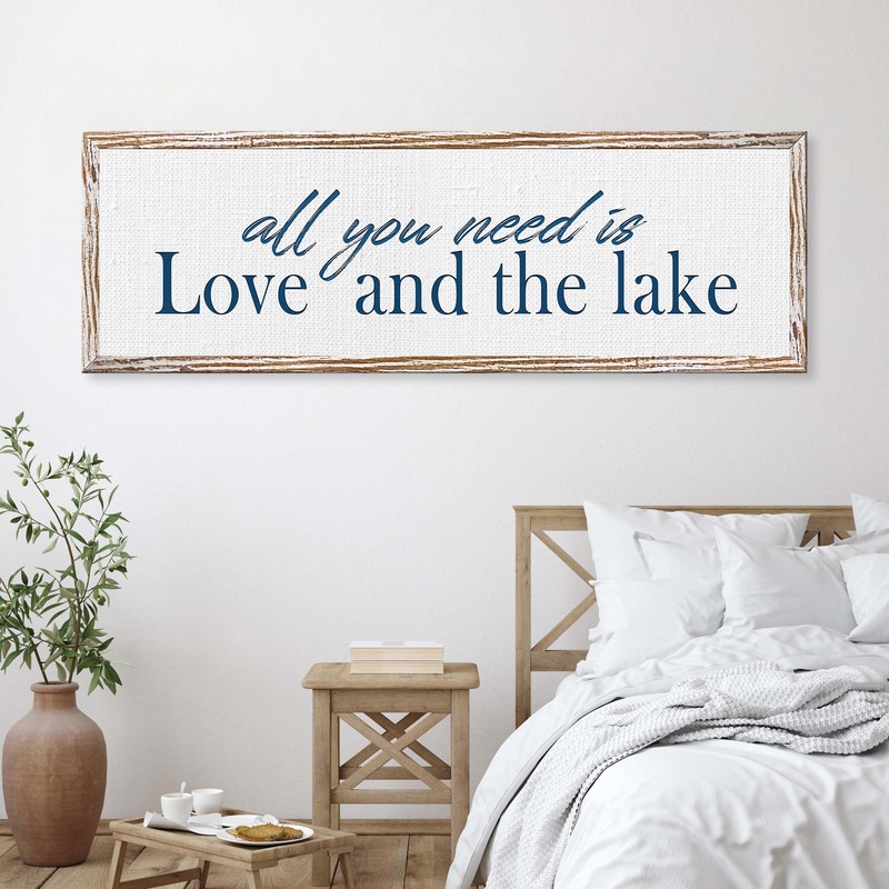 Love And The Lake Sign|12×36 inch Medium Premium Gallery Wrapped|16×48 inch Large Premium Gallery Wrapped|20×60 inch Extra Large Premium Gallery Wrapped|Style 1|Style 2|Style 3