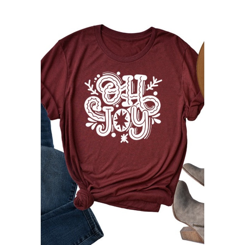 Oh Joy Tee|Red|Deep Heather|Green|Lt Green|Wine|L|M|S|XL