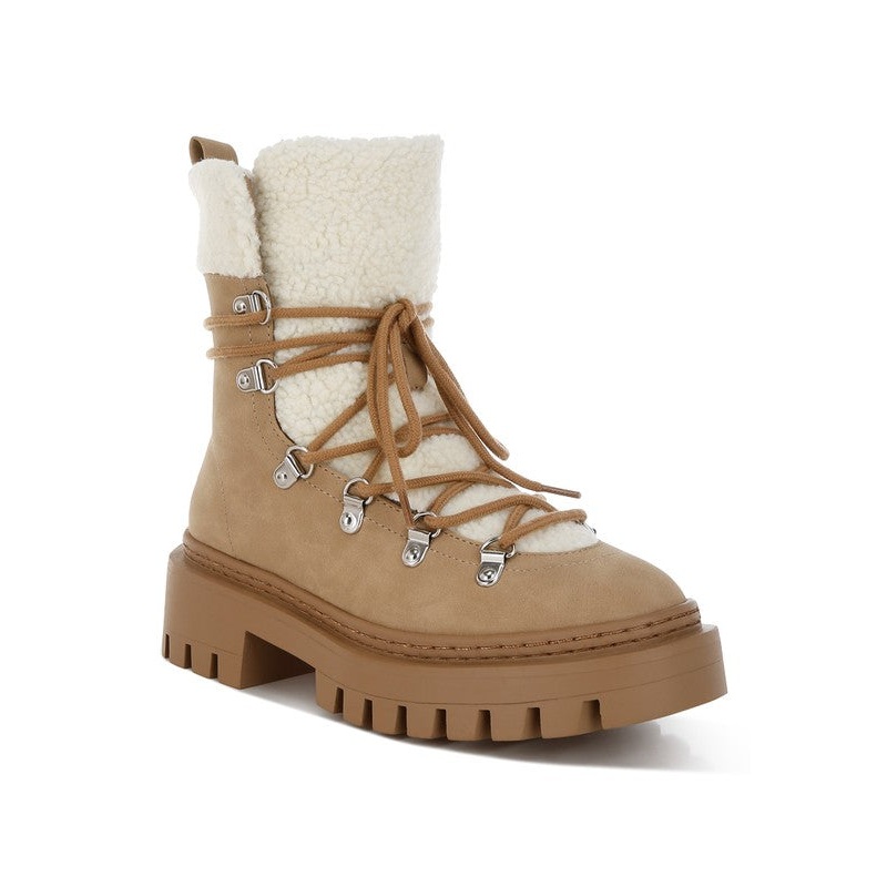 Omul Fleece & Faux Leather Boots