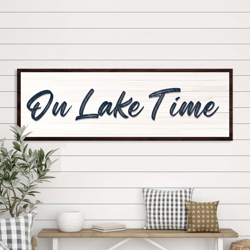 On Lake Time Sign III|12×36 inch Medium Premium Gallery Wrapped|16×48 inch Large Premium Gallery Wrapped|20×60 inch Extra Large Premium Gallery Wrapped