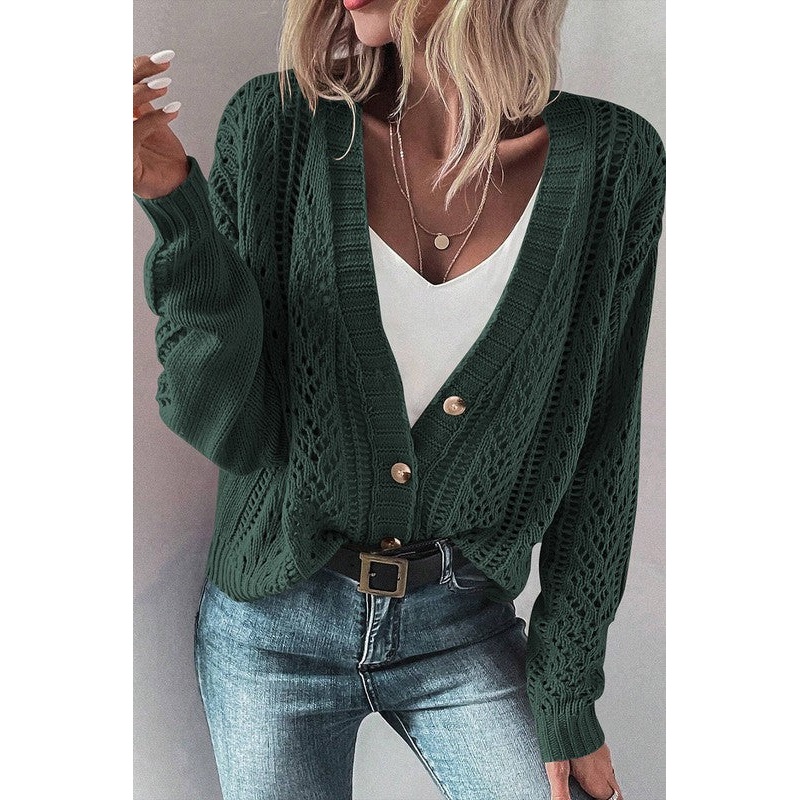 Open Knit Drop Shoulder Cardigan