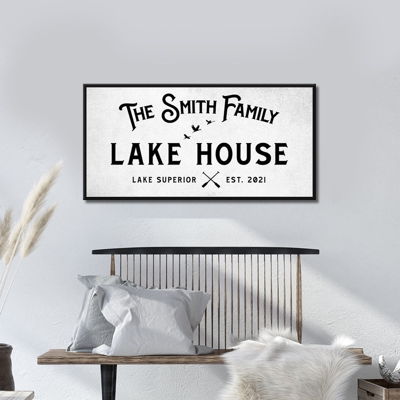 Rustic Family Lake House Sign|20×10 inch Medium Premium Gallery Wrapped|48×24 inch Large Premium Gallery Wrapped|60×30 inch Extra Large Premium Gallery Wrapped|Style 1|Style 2|Style 3