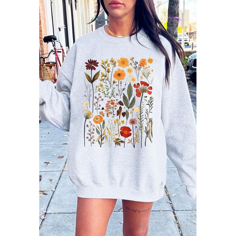 Botanical Wildflowers Graphic Fleece Sweatshirts