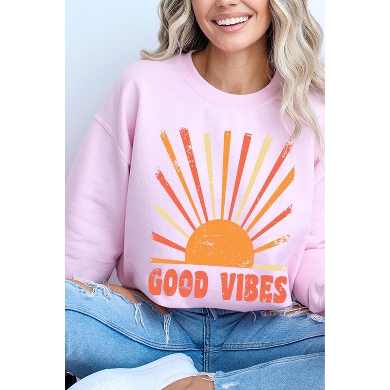 Good Vibes Sunshine Graphic Fleece Sweatshirts